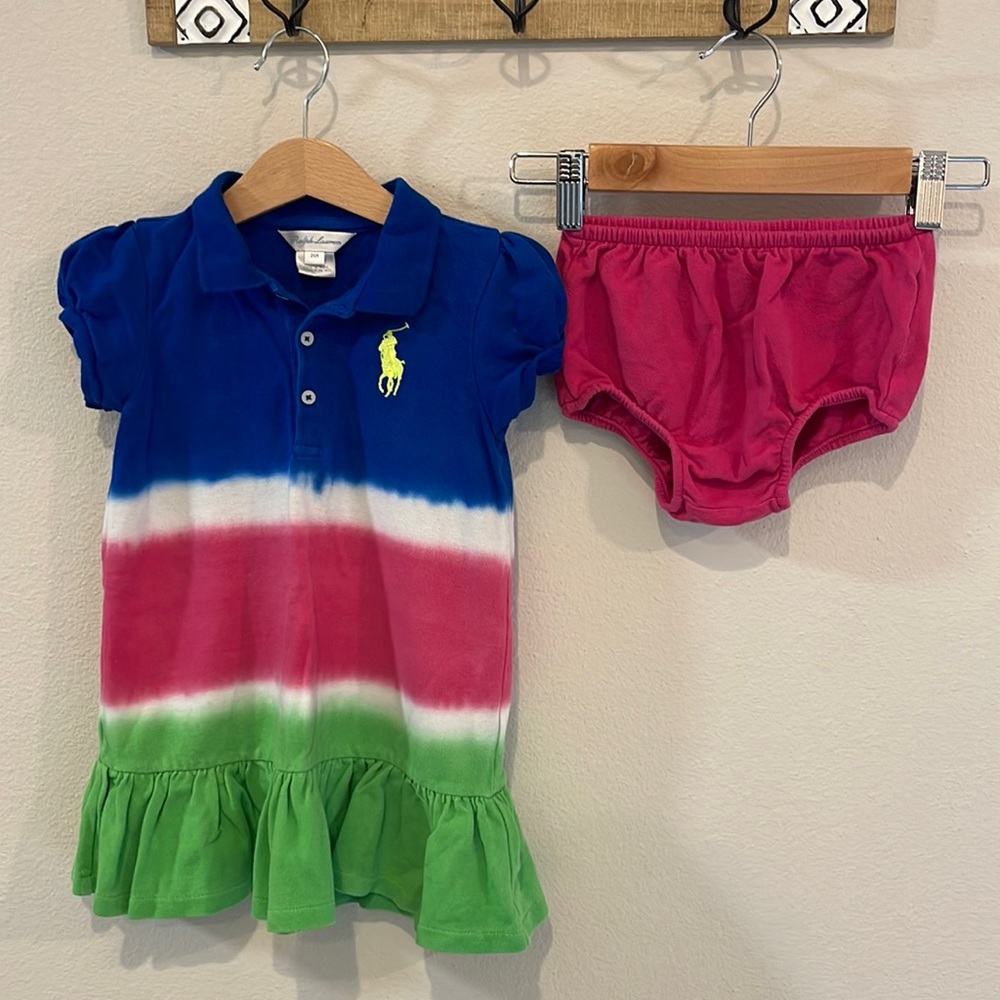 VGUC 24M Ralph Lauren Tie Dye Dress w/ Bloomers!